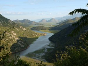 Amazing view of Lake Skadar from a mountain road.